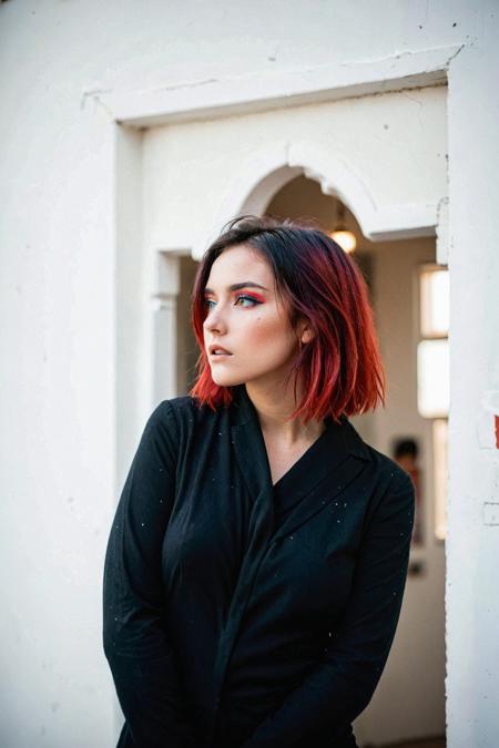 commercial photo on Sony 80mm f1.2, abstract portrait of 1girl, coloured hair, fragmented visual style,red and black color palette,evokes feelings of rebellion,passion,and freedom,blurred boundaries,high resolution,aesthetic, malevich style, suprematizm, unperfect skin, detailed skin with visible pores, bokeh, sharp focus on subject, film grain, masterpiece, HDR,Professional RAW photo
<lora:Cinematic Hollywood Film:0.7> <lora:DetailedEyes_V3:1> <lora:InstantPhotoX3:1>