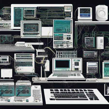 photo (pixelpc style:1) a graphic of a computer and other electronic equipment <lora:djzPixelPCV21_LoraBooth:1>