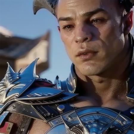 ,masterpiece,photo of Shao, wearing, armor, breastblates, pauldrons, horns, unmasked, no helment, sun, blue sky, best quality, realistic, muscular,photorealistic, (intricate details:1.2), (delicate detailed), (cinematic light), clear line, sharp focus, realistic face, pinup, <lora:mk1_Shao-10>