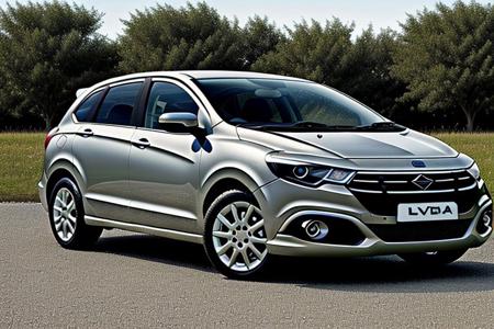 Need a car design, like Lada Granta, Lada Vesta. No need for a complex design, simple minimalistic look. The car should be a sedan, with 4 doors
