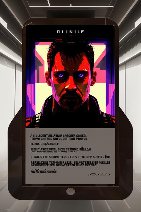 cyber_id , a screen shot of a computer screen with a picture of a man in a black shirt and a name tag, Donald Roller Wilson, blade runner, cyberpunk art,