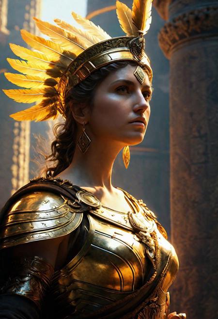 Athena, Rembrandt Van Rijn, digital art, 8K artistic photography, octane render, beautiful composition, trending on artstation, award-winning photograph, masterpiece
