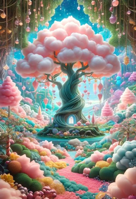 Persian house, <lora:SDXLCottonCandy:1>,cottoncandy,
In a dreamlike realm stands a colossal tree with cotton candy-like foliage,beneath which exists a whimsical mini-ecosystem. Towering branches of this magical tree filter through dazzling rays of light,weaving an enchanting world of fairy tale illumination. Surrounding the grand tree are mythical creatures such as unicorns and phoenixes,amidst a wonderland where peculiar plants like candy vines and crystal fruits flourish. This scene seamlessly blends nature with fantasy,resembling a fantastical painting brought to life from dreams,
UHD,Extreme detail,natural light,volume light,fantasism,professional color,professional composition,colorful,