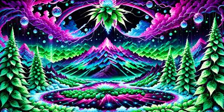 wide shot, landscape is a blend of trees made out of cannabis, mountains, rivers, mystical creatures, shimmering crystals, no humans, crystalz, ral-hops, ral-cnvctncrnts, <lora:Schizowave:1>, <lora:add-detail-xl:0.2>, <lora:WildcardX-XL-Detail-Enhancer:0.2>, <lora:SDXLFaeTastic2400:0.2>, <lora:EnvyFeverDreamXL01a:1>, <lora:crystalz:0.4>, <lora:ral-hops:0.4>, <lora:ral-cnvctncrnts:0.4>