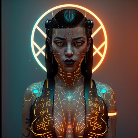 stunning photo of a superb cyberpunk tattooed  hot sexy girl,  leica sl250, high textured, maximalist, raytracing, real life,  award winning photography