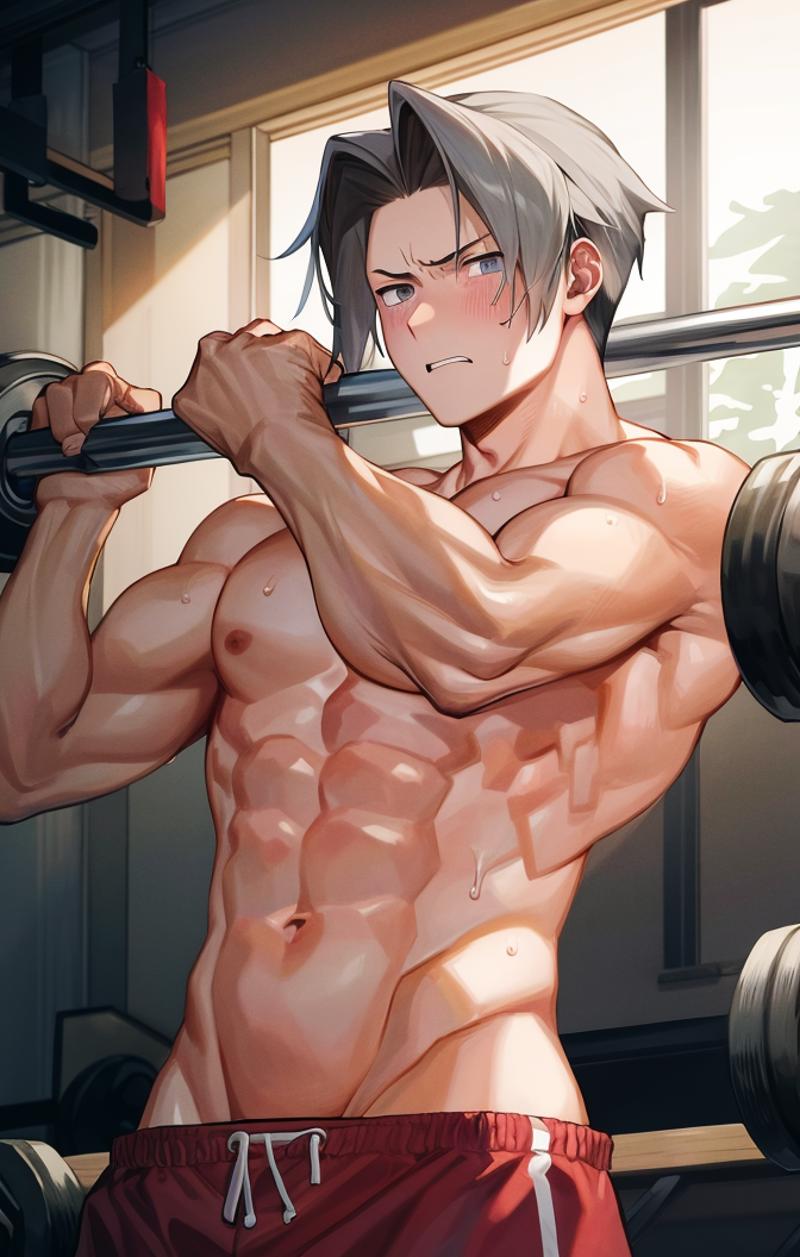 Muscular Anime Man Shirtless Manga Boy