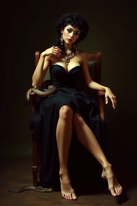 Woman with a snake - Orientalist photography style [Flux]