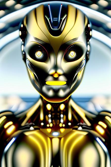 masterpiece, awesome quality, hyper detailed, ((DonMX3n0T3ch, futuristic, scifi, tech)), female robot,  <lora:DonMX3n0T3ch:1.5>