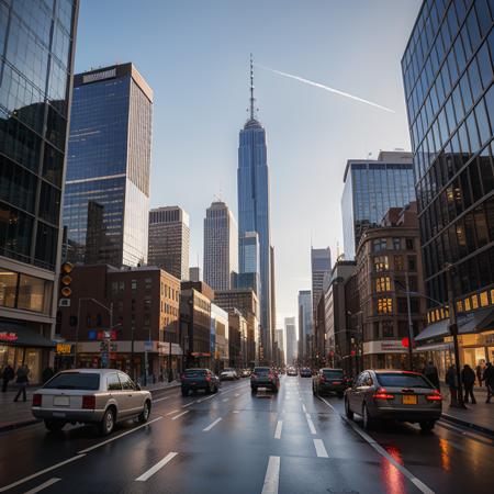 dramatic lighting, beautiful, best render, realistic, ((cityscape)), ((modern)), street view