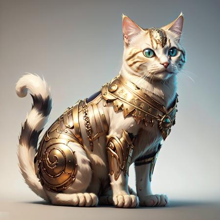 concept art, white background   <lora:artdecoai10:.75> artdecoai cat , gold