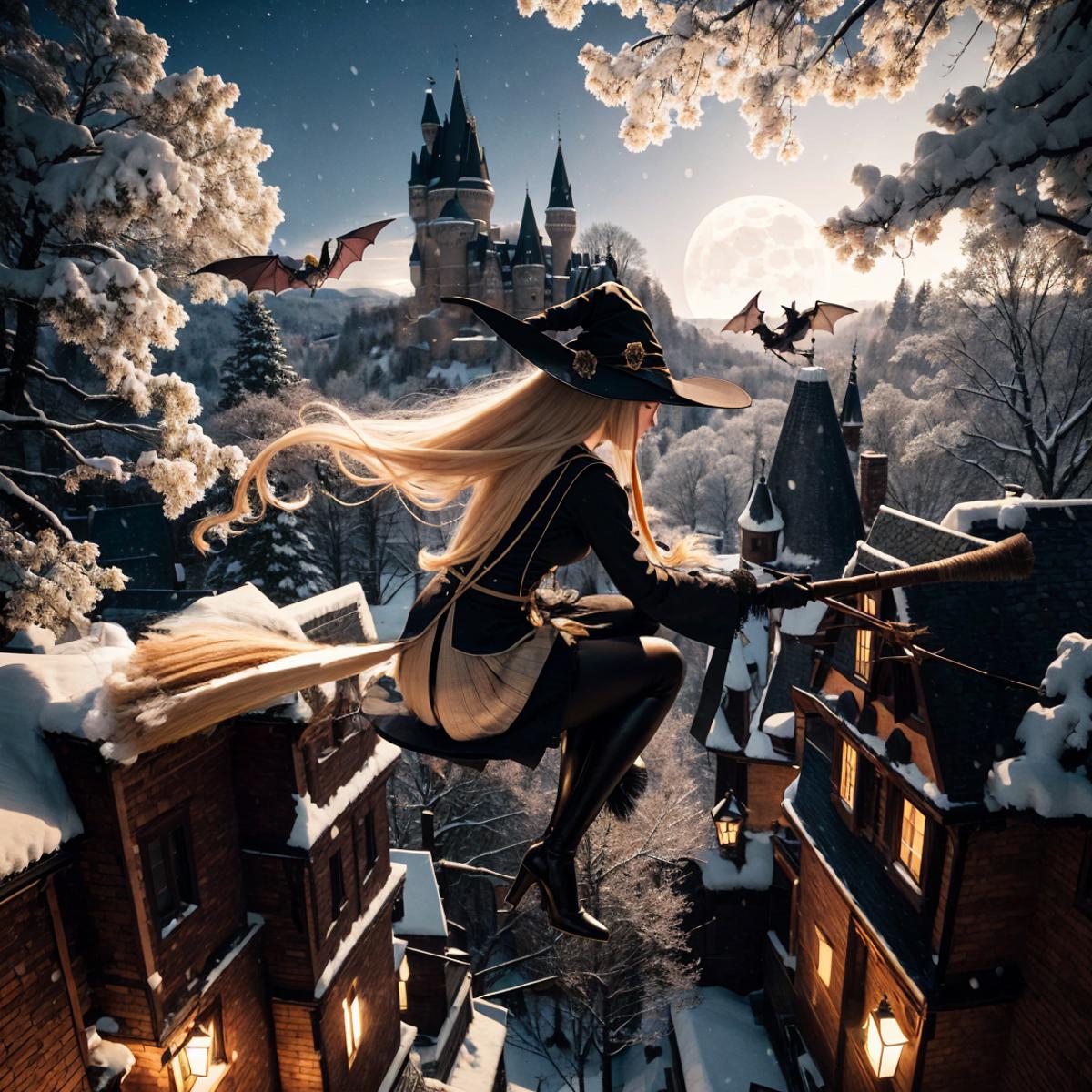 Witch riding on broomstick [Canny/Depth]  image by yomama123556778