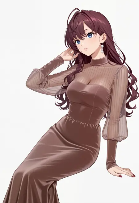 Belle Contrast Mesh Lantern Sleeve Mermaid Dress