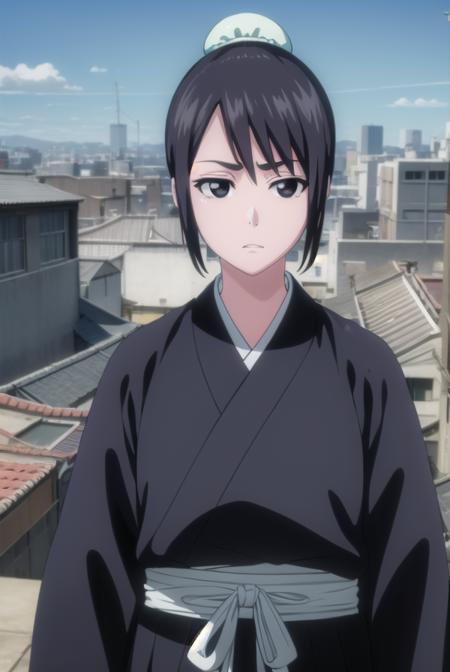 momohinamori, <lora:momohinamoriv2-lora-nochekaiser:1>,
momo hinamori, black hair, hair bun, single hair bun, bun cover, short hair, (black eyes:1.5),
BREAK long sleeves, japanese clothes, kimono, haori, black kimono, hakama, black hakama,
BREAK outdoors,
BREAK looking at viewer, (cowboy shot:1.5),
BREAK <lyco:GoodHands-beta2:1>, (masterpiece:1.2), best quality, high resolution, unity 8k wallpaper, (illustration:0.8), (beautiful detailed eyes:1.6), extremely detailed face, perfect lighting, extremely detailed CG, (perfect hands, perfect anatomy),