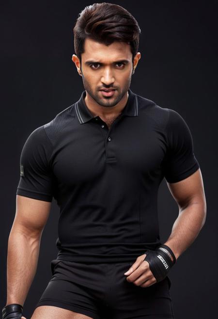 Ultra-detail, (highres:1.1), best quality, (masterpiece:1.3), Hrithik roshan a man <lora:vijaydevara_Hrithik:0.9>, skinny muscled, modern haircut, dynamic posture, ((wearing compression boxer briefs and police polo shirt)), dramatic angle, full-body from above looking away,