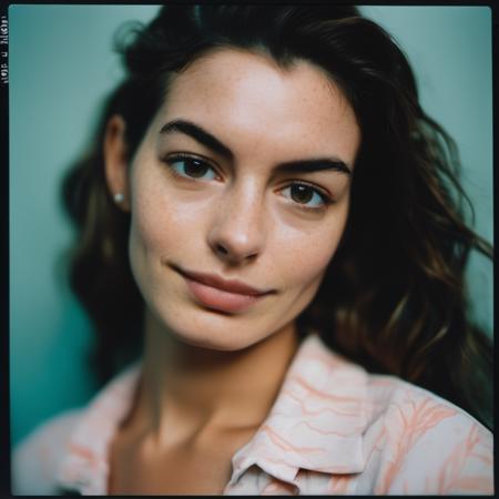 Polaroid photo of a woman wearing a headband, glossy wet lips, Nikon Z9, realistic matte skin, skin texture visible, (sharp focus), (high quality)