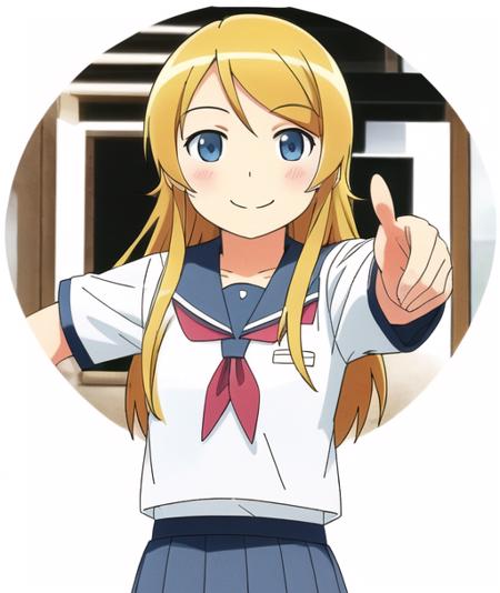 <lora:kirino:0.5>,kirino kousaka,(blonde hair),very detailed ,highres,(masterpiece_1.0),(best quality_1.0),(cowboy shot),perspective from front,(upper body),school uniform,smiling, ((white background))