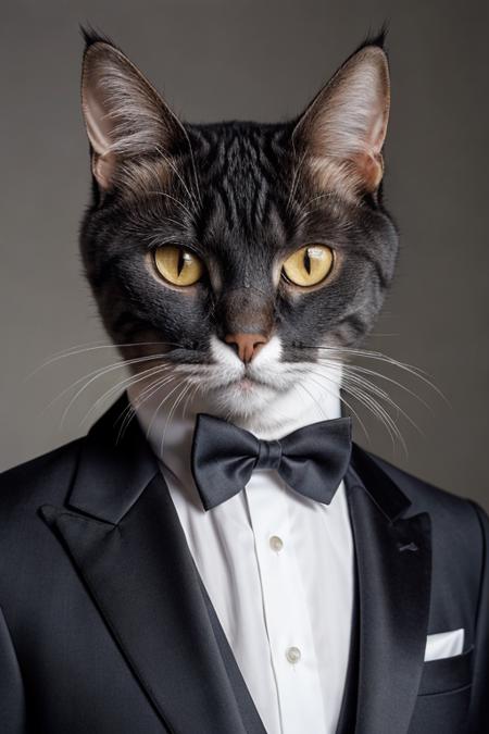 cat (wearing suit 1.2), serious, confident, photo by Tim Flach, detailed, subject, 8k, high quality
