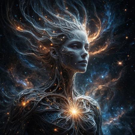 Ethereal being made of mad-wsps, humanoid figure made of light, astral, light shaped into a human form, (flesh made entirely of starlight)+, made of magic, made of galaxies, made of the cosmos, OverallDetail, masterpiece oil painting of photorealistic epic fantasy, fujifilm xt3, 16 uhd, epic quality, ultra-detailed, exquisite features, inspiring, jaw-dropping, cinematic, film grain, intense shadows, moody lighting
