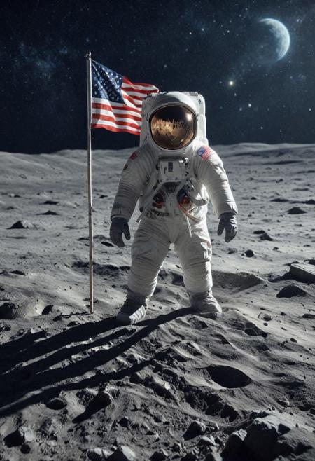 CosmicStyle, score_9,score_8_up,score_7_up,score_6_up,score_anime, masterpiece,
BREAK
CosmicStyle, astronaut on the moon, glowing with light, dynamic pose, planting a flag, earth is visible in the background,  ultrarealistic, epic, fantasy, amazing quality, best quality, ultra-detailed,
BREAK
Best lighting, best textures, best contrast, Pg-rating, sfw