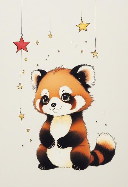 star,starlight,best quality,highly detailed,(cutest red_panda holding a glowing star with both paws),(holdingstars),(glowingstars),<lora:star:1>,