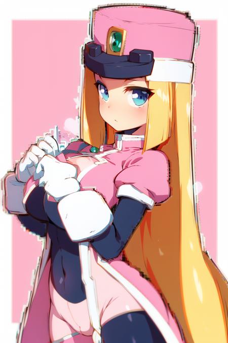 , Prairie_MM,  shako cap,  blonde hair,  low-tied_long_hair,  sidelocks,  blue eyes,  long_coat,  puffy sleeves,  pink cropped jacket,  framed_breasts,  white gloves,  bodystocking,  Body suit,  skin_tight,  cowboy_shot,  black_legwear,  pink footwear,  stuffed cat, <lora:EMS-55621-EMS:0.700000>