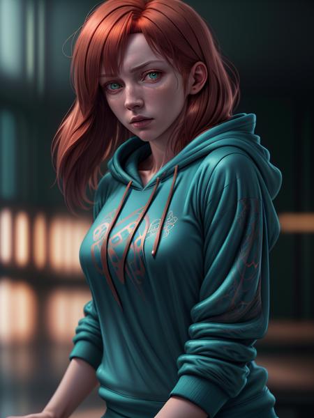 <lora:MaeveAI:1>, MaeveAI,   ultra realistic, hyper detailed portrait, octane render, 8k   BREAK
wearing a fine detailed blue hoody,  ultra realistic, octane render, 8k BREAK
copper hair, green eyes,  ultra realistic, octane render, 8k
wearing a fine detailed blue hoody,  ultra realistic, octane render, 8k BREAK
copper hair, green eyes,  ultra realistic, octane render, 8k