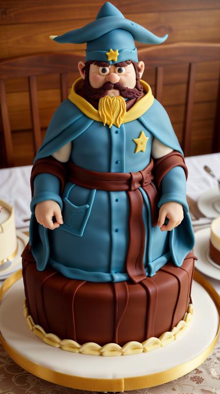CakeStyle wizard. Marzipan cake shaped like wizard. <lora:CakeStyle:0.55>