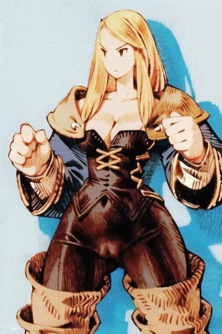 <lora:fftstyle_v1.8_Av3_&_NAI_merged:1> 1girl, blonde hair, wizard, cleavage, thigh gap, thigh boots, thick thighs, cameltoe, wide hips, scowl,