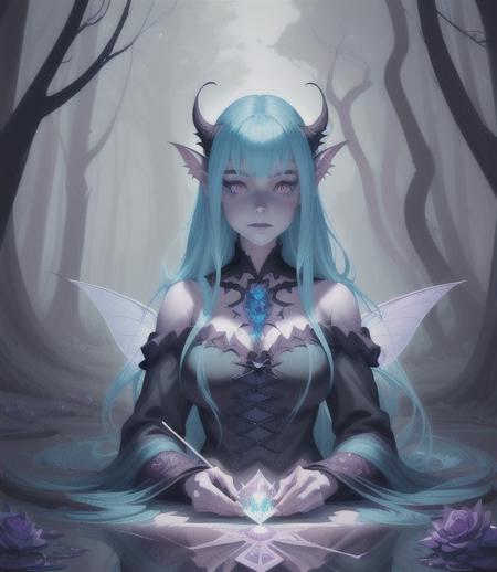 witch, digital painting, dreamlike, intricate details, sharp focus, trending on artstation, art by lois van baarle and loish and ross tran and rossdraws and sam yang and samis arts and artgerm, fairy tales, pixar, disney, dreamworks style, surrounded by magical fairies in a dreamlike forest,