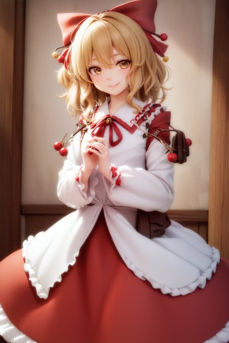 satsuki rin hair bow ribbon long sleeves red skirt
