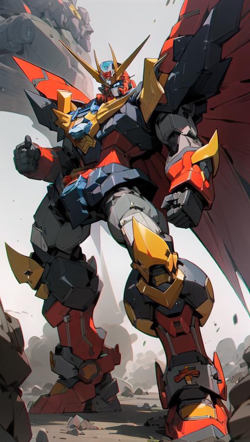 Super robot diffusion(Gundam, EVA, ARMORED CORE, BATTLE TECH like mecha lora) image by waomodder