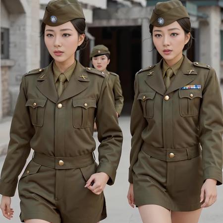 (KuomintangFemaleSpies), <lora:kuomintangfemalespies-000001:0.8>,<lora:taiwanDollLikeness_v10:0.1>, lady, beautiful, 8k, masterpiece, best quality,  perfect face, perfect eyes, in uniform, realistic, photorealistic, highres,gorgeous