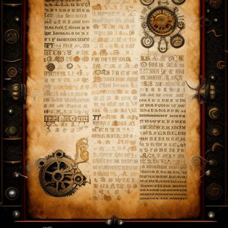 (manuscriptai)++, a ancient manuscript page, steampunk style