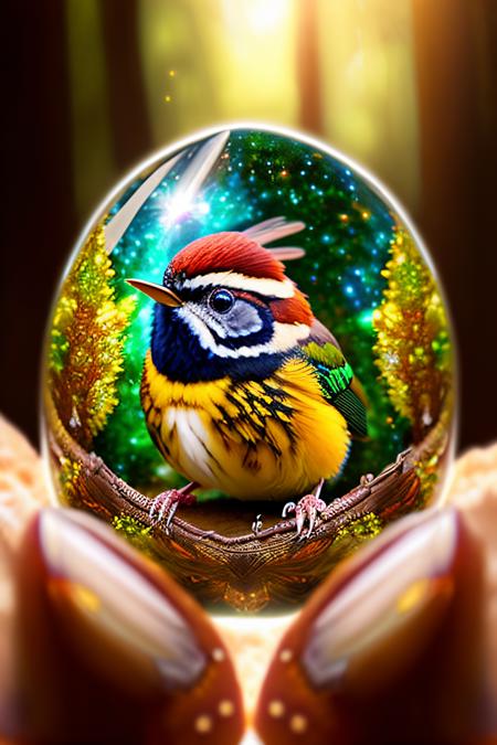 gorgeous photo, stunning portrait of magical cyborg Chestnut-Sided Warbler, action shot, intricate crystal portal, fractal mind bending galaxies, photo, cinema, realistic, very detailed, depth of field