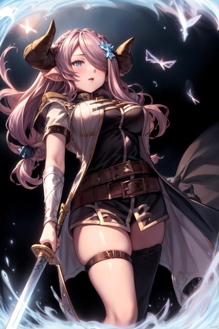 Unbutton, (ver2costume:1.4), 1girl, narmaya \(granblue fantasy\), draph,  <lyco:NarmayaLoCon:1.0>, <lora:add_detail:0.6>,  sword training , ((Establishing Shot, Over-The-Shoulder Shot, Split Diopter, dutch Angle Shot, Dutch Angle)),