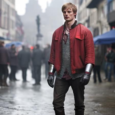 masterpiece, best quality, a full body shot of  bradley james men on the street, wavy windswept hair, dramatic, gritty, cinematic, dark, neon lights, realistic, shoes, city, rainy, flaccid penis <lora:Bradley_James-000005:1>