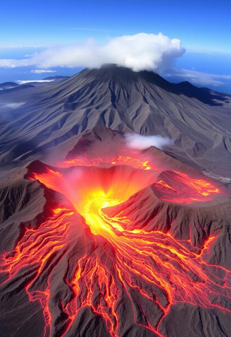 The eruption of a huge volcano