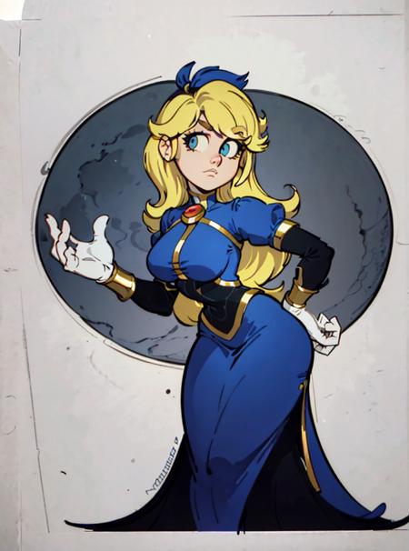 1girl, (blonde long hair:1.3), (blue dress, hair band, very curvy), cute pose, looking at viewer, four fingers, retro artstyle, 
(white background:1.5),
(masterpiece:1.2), (best quality, highest quality), (ultra detailed), (8k, 4k, intricate),(full-body:1), (50mm), (highly detailed:1.2),(detailed face:1.2), detailed_eyes,(gradients),(ambient light:1.3),(cinematic composition:1.3),(HDR:1),Accent Lighting,extremely detailed,original, highres,(perfect_anatomy:1.2),
<lora:Retro_Style-20:0.75>