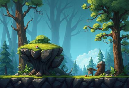 detailmaximizer,gaming, 2d plateformer game,extreme detailed, forest, tree,2d