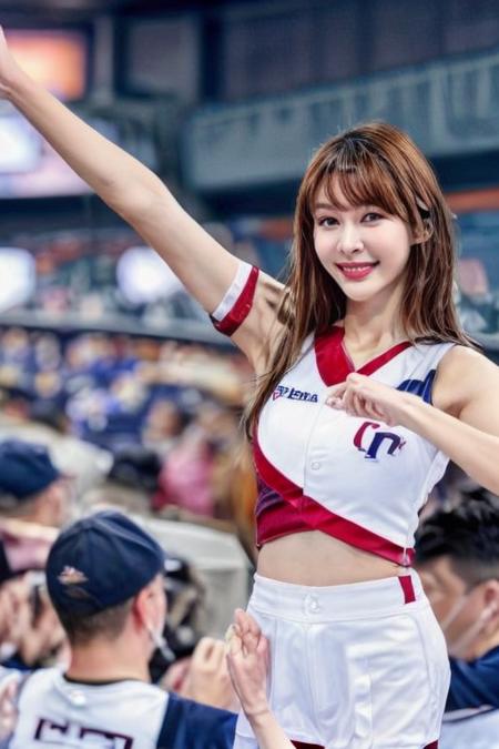 nice hand,perfect hand, <lora:GoodHands-beta2:1>
YURICHEN,<lora:YURI:0.9>,1girl,long hair,solo,(light smile),(baseball cheerleader uniform),(baseball stadium),realistic,medium breasts, best quality,masterpiece,illustration,an extremely delicate and beautiful,CG,unity,8k wallpaper,Amazing,finely detail,masterpiece,official art,extremely detailed CG unity 8k wallpaper,incredibly absurdres,huge filesize,ultra-detailed,highres,extremely detailed,beautiful detailed girl,realistic,full frontal,light contrast,blurry, <lora:LCM-LoRA_sd15:1>, <lora:add_detail:0.7>