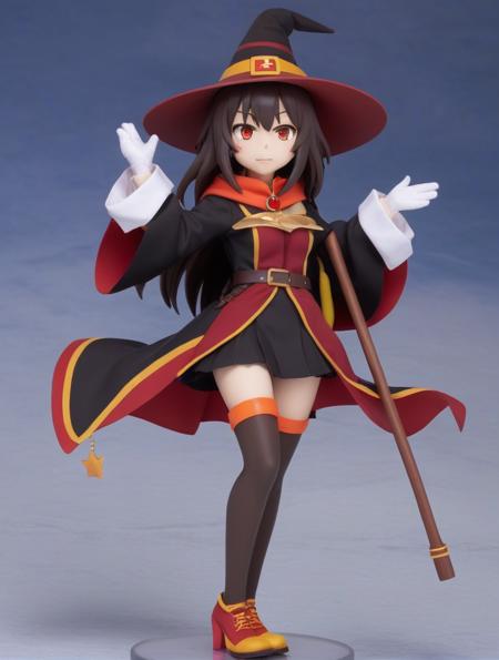 Megumin is a young girl with dark brown shoulder hair and strangely sleepy scarlet eyes. she's got light skin,doll features and a bright complexion,
Megumin wears a classic witch outfit,like a black coat,red robe,orange shoes and black wizard hat,all with golden edges and accessories,and a black necklace,belt and gloves without fingers. megumin's right leg is wrapped in white bandages,and the left black stocking. he wears a brown cane with a floating red gem,<lora:Yuffin:1.0>
Megumin wears a classic witch outfit,like a black coat,red robe,orange shoes and black wizard hat,all with golden edges and accessories,and a black necklace,belt and gloves without fingers. megumin's right leg is wrapped in white bandages,and the left black stocking. he wears a brown cane with a floating red gem,
Megumin wears a classic witch outfit,like a black coat,red robe,orange shoes and black wizard hat,all with golden edges and accessories,and a black necklace,belt and gloves without fingers. megumin's right leg is wrapped in white bandages,and the left black stocking. he wears a brown cane with a floating red gem,