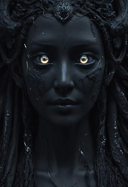 Completely black screen, absolutely nothing, pure black, detailed, but the old goddess with glowing gainsboro eyes are rising, FastNegativeV2,