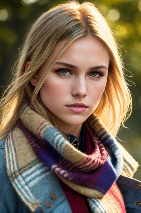 (VeronicaMars:0.99) Wearing a pastel-colored sweater with a plaid scarf and skinny jeans., (RAW, analog, Nikon Z 85mm, award winning glamour photograph, ((best quality)), ((masterpiece)), ((realistic)), radiant light rays, highres, detailed facial features, high detail, sharp focus, smooth, aesthetic, extremely detailed, stamp, octane render, photo_\(ultra\), photorealistic, realistic, post-processing, max detail, realistic shadows, roughness, natural skin texture, real life, ultra realistic, photorealism, photography, 8k uhd, photography, hdr, intricate, elegant, highly detailed, sharp focus, radiant light rays), ( (skin:1.1), (artstation:1.2),( epic realistic:1.3), (hdr:1.4), (violetshot:0.7), intricate details, (rutkowski:0.8), intricate , cinematic, detailed, muted colors)