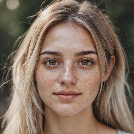 realistic portrait photo of beautiful woman with light hair, hair roots slightly faded, italian, light freckles, light brown eyes, no makeup, instagram