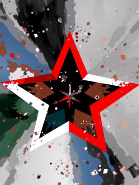 xmas_style_2K24,
A contemporary abstract art image of a five sided christmas star with a tendency to the style of Jasper Johns