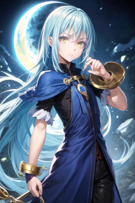 rimuru_tempest blue hair yellow eyes long hair