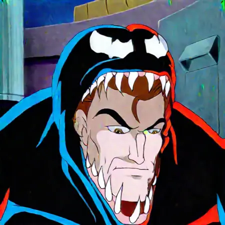 Venom symbiote mouth shows eddie brock face(TAS)