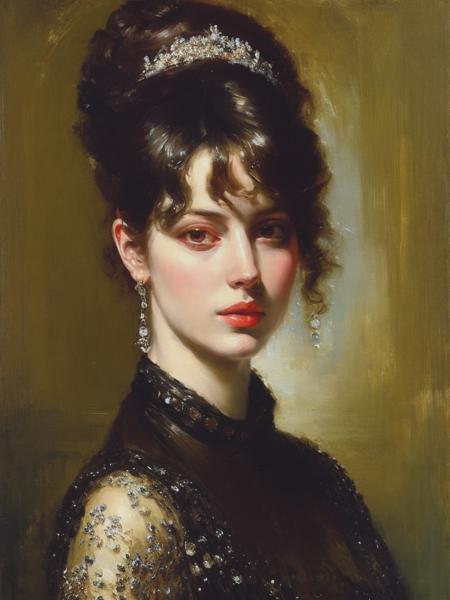 <lyco:WilliamMerrittChase:1.0> Beauty is art, beautiful portrait painting by William Merritt Chase, by jeremy mann and giger, painterly, very detailed, realistic, figurative painter, fineart, impressionist, Oil painting on canvas, beautiful painting, loosely painted, academic art