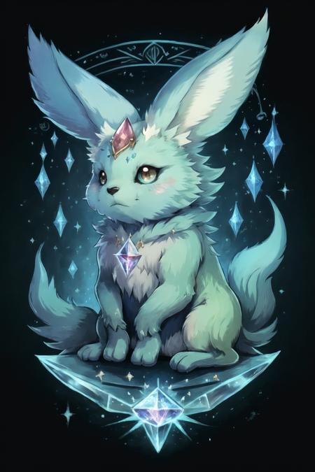 masterpiece,best quality,no_humans,carbuncle \(final fantasy\),furry,(gem),magical,spell,casting spell,<lora:Carbuncle_NF_V1:0.7>,