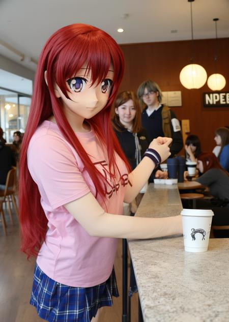 Animegao at a coffee shop